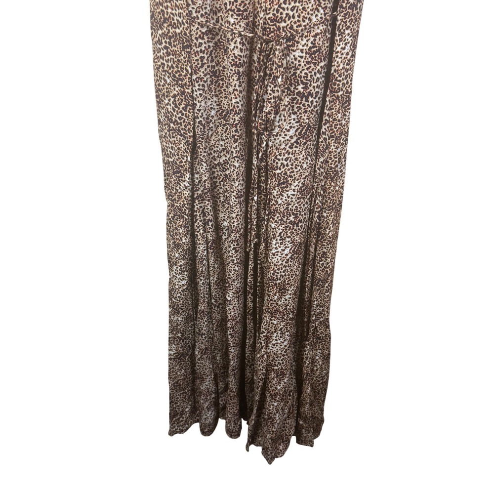 Faithfull the Brand Maggie Midi Dress Womens 4 Brown Charlie Leopard Safari Chic - Picture 12 of 12